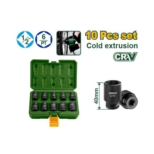 JUEGO DE COPA DE IMPACTO 10 PZAS 1/2"  JADEVER