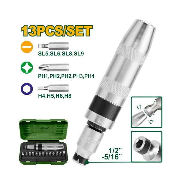 DESTORNILLADOR DE IMPACTO 13PCS JADEVER
