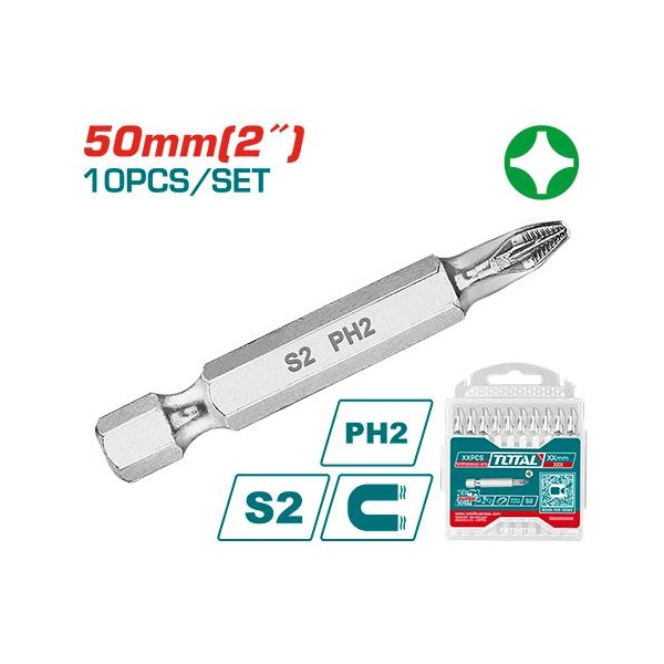 SET PUNTAS DESTORNILLADOR 10PCS (PH2X50MM)  TOTAL