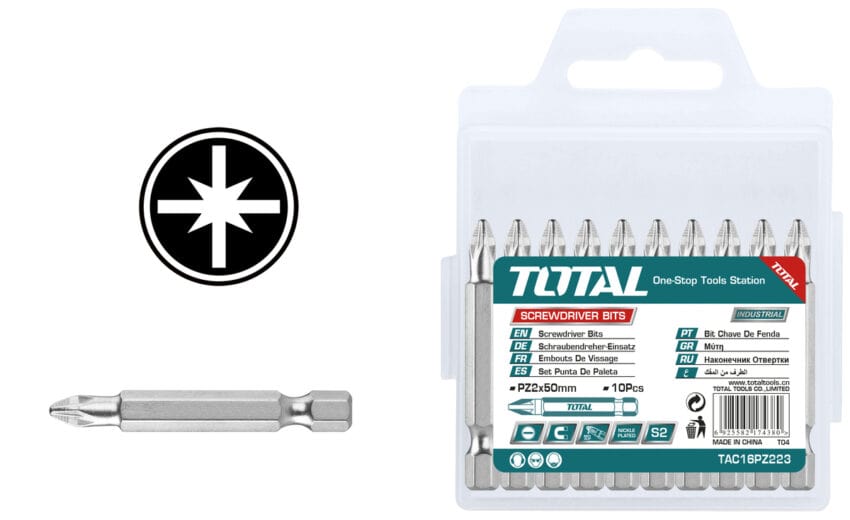 SET PUNTAS DESTORNILLADOR 10 PCS PZ2X50MM TOTAL