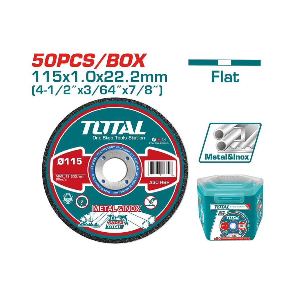 DISCO CORTE METAL E INOXIDABLE 4 1/2 (50 UNDS) TOTAL