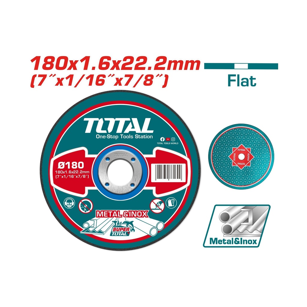 DISCO P/CORTE METAL PLANO 180MM 7" TOTAL