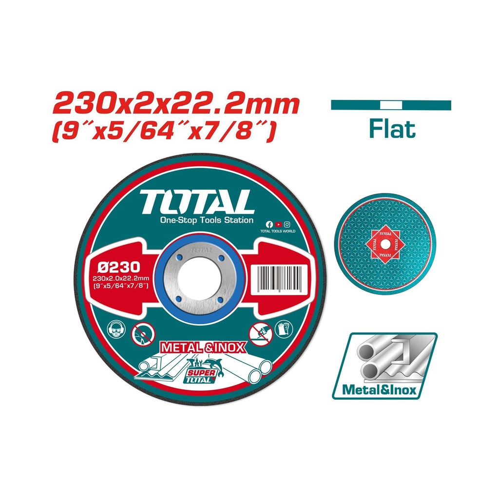 DISCO P/CORTE METAL Y ACERO INOXIDABLE 9" TOTAL