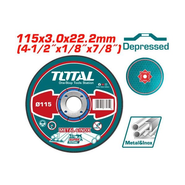 DISCO ABRASIVO P/CORTE METAL 4-1/2"x1/8x7/8" TOTAL