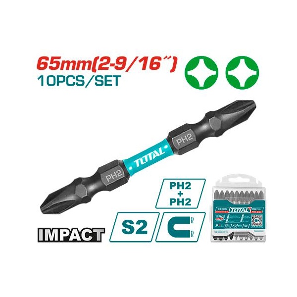 SET DESTORNILLADORES IMPACTO 10PCS (65MM)  TOTAL