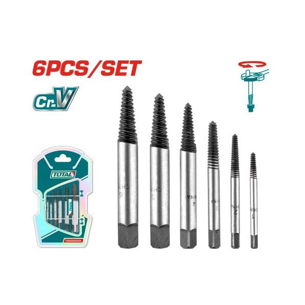 JUEGO DE EXTRACTOR DE TORNILLOS 6 PIEZAS  TOTAL