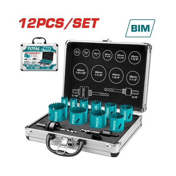 MALETIN CON 12 PCS BROCAS CILINDRICAS BI-METAL