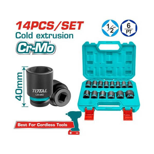 DADOS SOCKET DE IMPACTO 1/2" 10-27 MM (14 PZAS) TOTAL