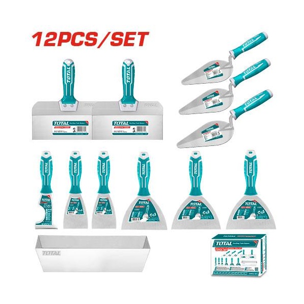 JUEGO DE HERRAMIENTAS 12 PZS P/ALBAÑILERIA TOTAL