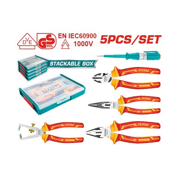 JUEGO DE ALICATES PARA ELECTRICIDAD 5PCS  TOTAL