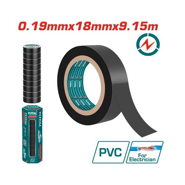 TAPE ELECTRICO PVC 19mmX18mmx9.15mt 10 PCS TOTAL