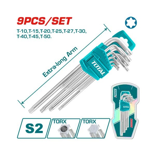 JUEGO DE LLAVE TORX LARGA 9 PCS TOTAL