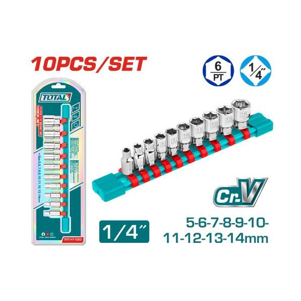 SET DE SOCKET 10 PCS 1/4"  TOTAL