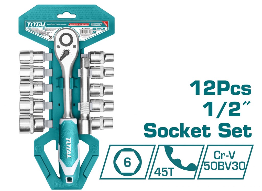 SET DE RATCHET 12 PCS 1/2"  TOTAL