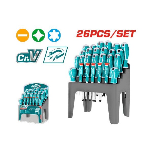 [THT250626] SET DE DESTORNILLADORES DE 26 PCS TOTAL
