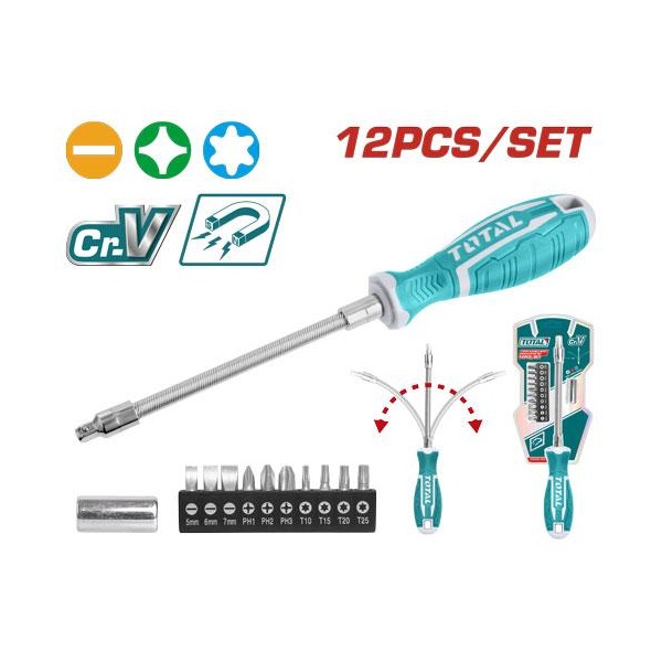 SET DESTORNILLADOR FLEXIBLE 12 PCS   TOTAL