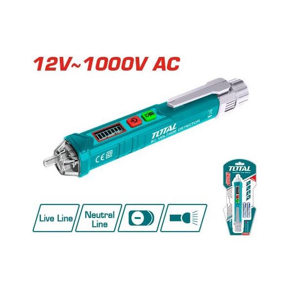 DETECTOR DE VOLTAJE DE AC SIN CONTACTO 12V-1000V TOTAL