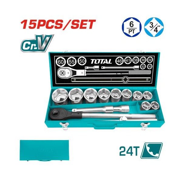 [THT341151] SET DE RATCHET15 PCS 3/4"  TOTAL