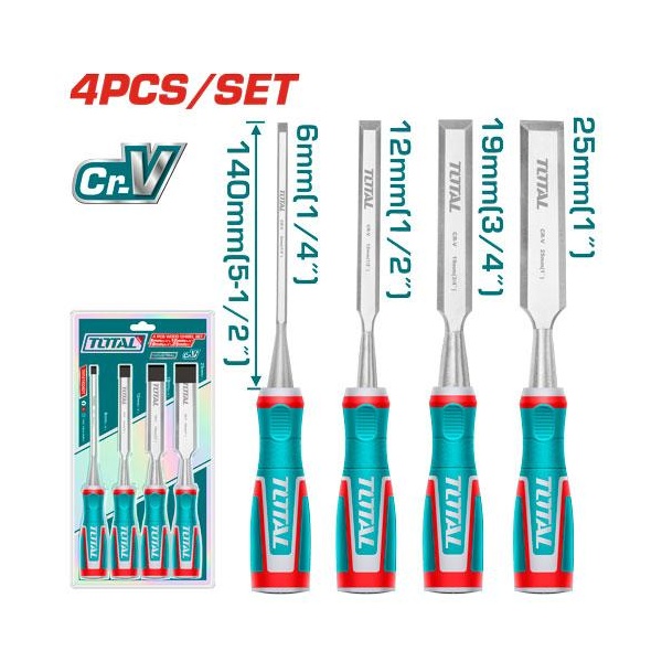 JUEGO DE CINCELES DE MADERA 4 PCS TOTAL