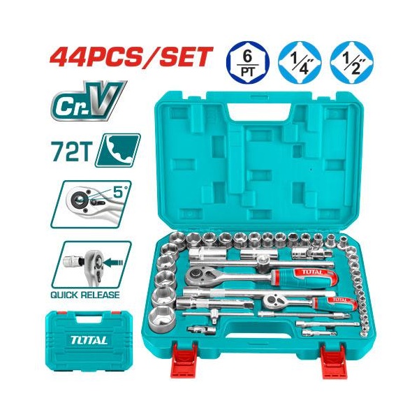 JUEGO DE SOCKET C/RATCHET 46113 + 46054 44 PCS TOTAL
