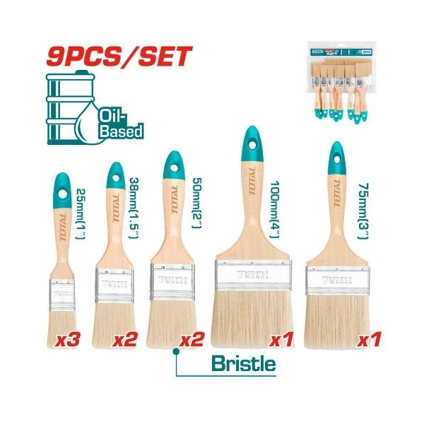 JUEGO DE BROCHAS DE  PINTAR DE 9 PCS  TOTAL