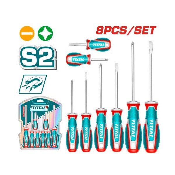 SET DE DESTORNILLADOR 8 PCS PUNTA IMANTADA TOTAL