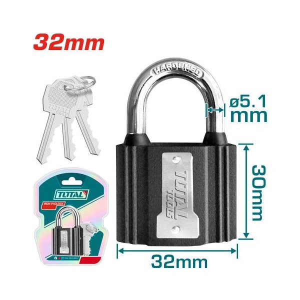 CANDADO DE SEGURIDAD CON PLATINA 32MM TOTAL