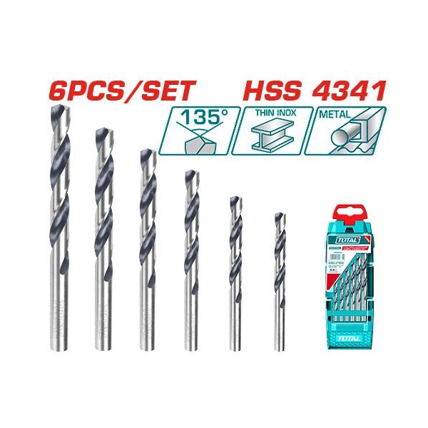 JUEGO DE BROCAS HELICOIDALES HHS 6 PZAS  TOTAL