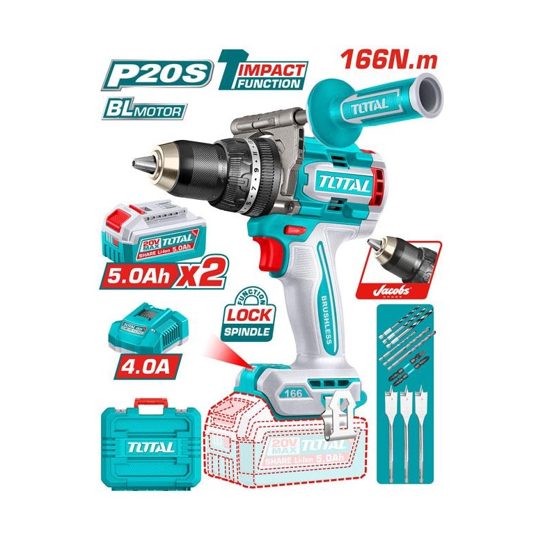 TALADRO DE IMPACTO 20V 166NM + 2 BAT 5.0 Ah TOTAL