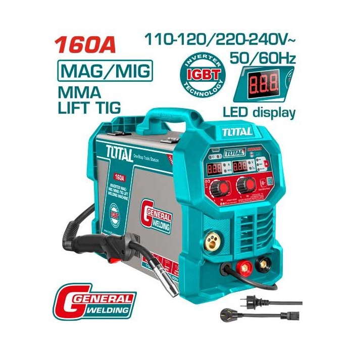 [UTMGT16058] MÁQUINA DE SOLDAR MAG/MIG/MMA/TIG 160AMP TOTAL