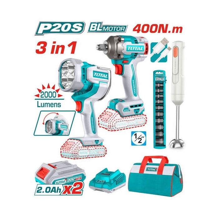 [UTOSLI240961] COMBO INALAMBRICO 20V 3 PCS TOTAL