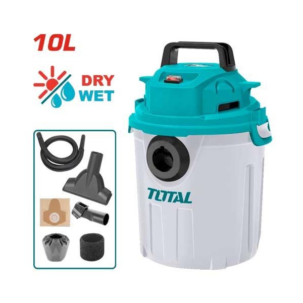 ASPIRADORA HUMEDO Y SECO DE 10 LITROS TOTAL 1000W