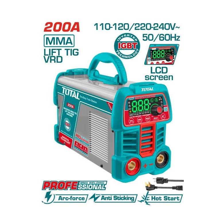 MAQUINA DE SOLDAR DE 200 A PORTATIL TOTAL