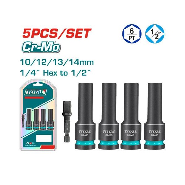 JUEGO DE 5 COPAS DE IMPACTO PROFUNDOS DE 1/2" DR.
