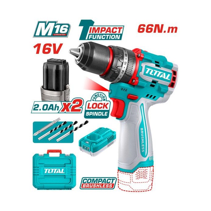 [UTIDLI166062] TALADRO DE IMPACTO 16V 66NM 1/2 TOTAL
