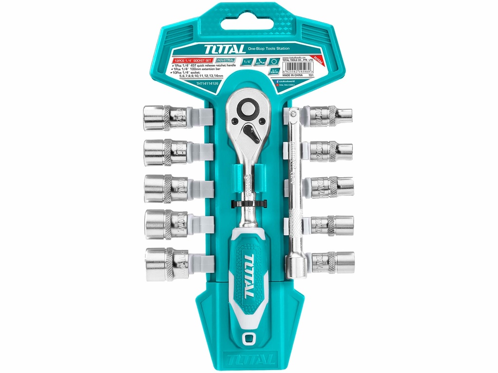 [THT141126] RATCHET DE 1/4" CON JUEGO DE DADOS