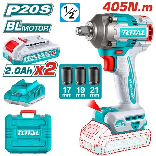 LLAVE DE IMPACTO DADO CUADRADO 1/2" 20V 405NM  TOTAL
