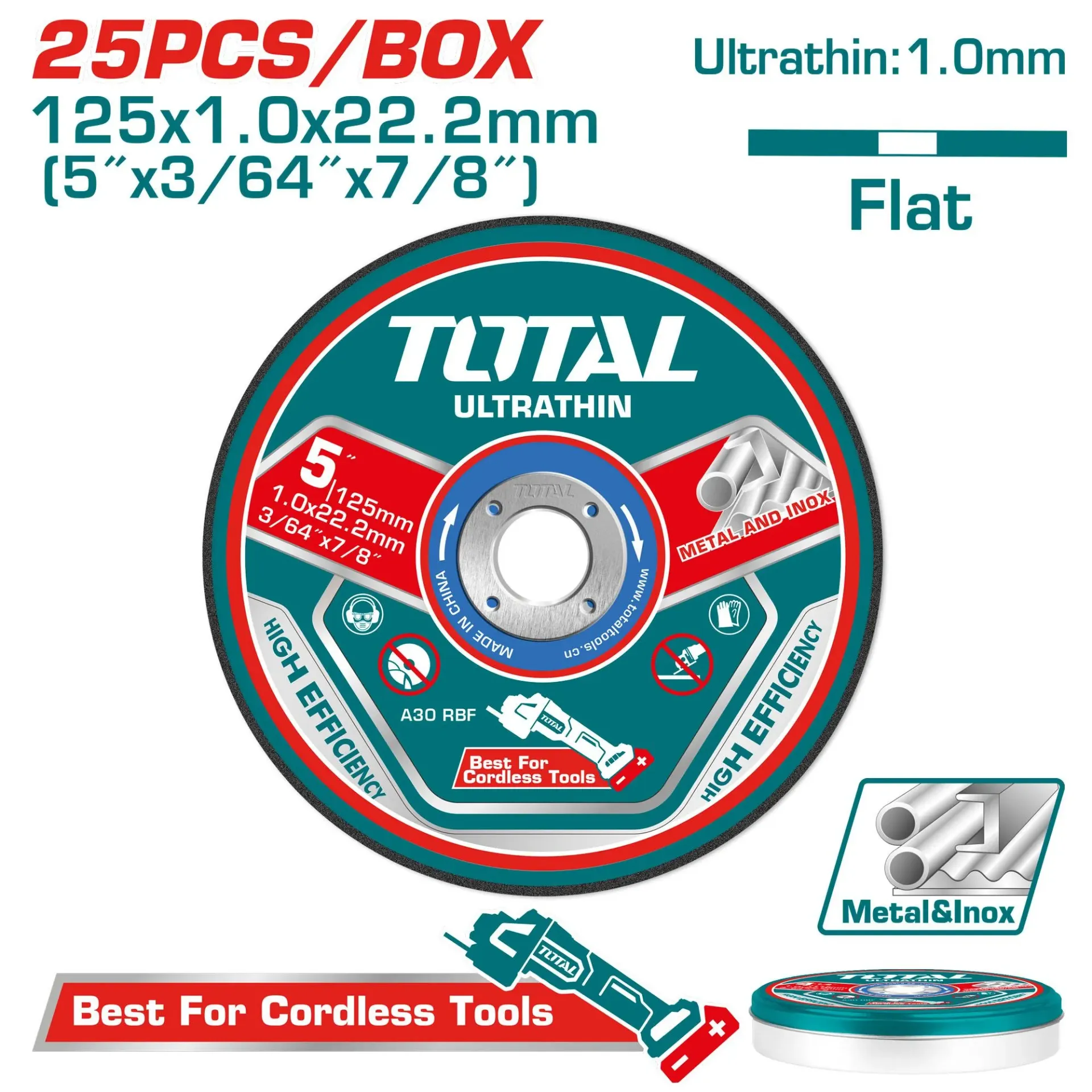 DISCO CORTE METAL/ACERO INOXIDABLE 5" JUEGO X 25 PCS TOTAL