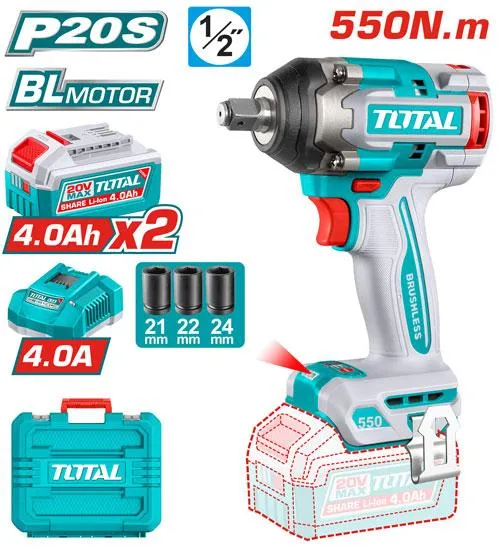 LLAVE IMPACTO DADO CUADRADO 20V 1/2"   TOTAL