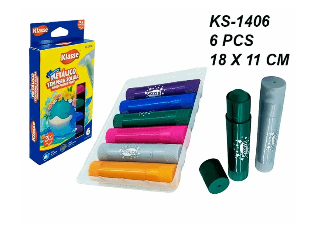 TEMPERA X 6 PCS COLORES METALICOS KLASSE