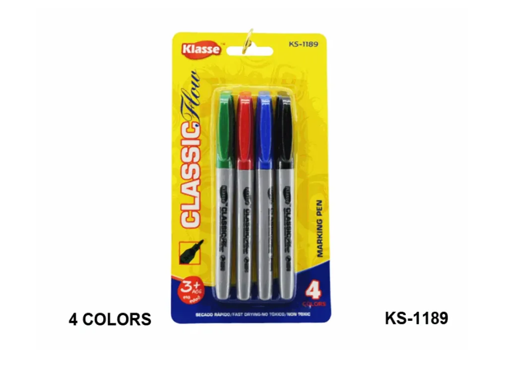 [KS-1189] MARCADORES PERMANETES COLORES 4 PZS KLASSE