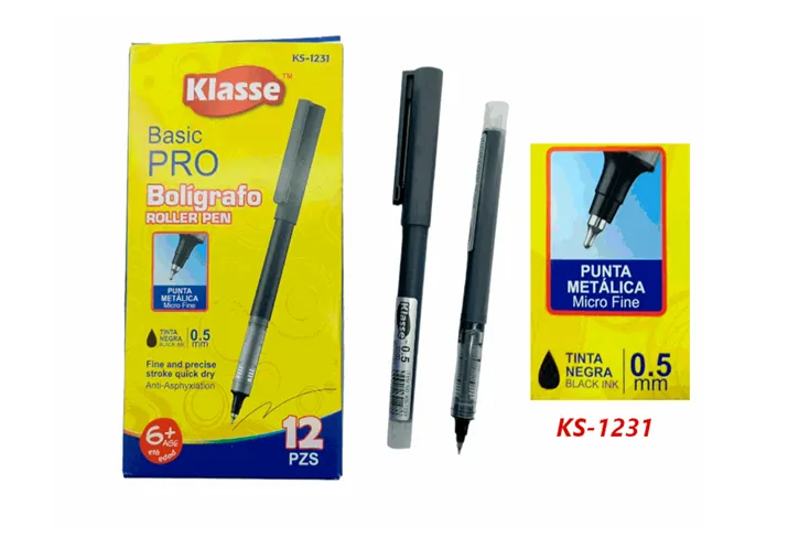 BOLIGRAFO NEGRO PUNTA METAL X 12 PCS  KLASSE