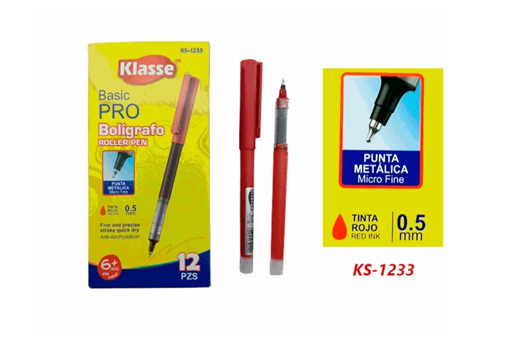 [KS-1233] BOLIGRAFO ROJO PUNTA METAL X 12 PCS  KLASSE