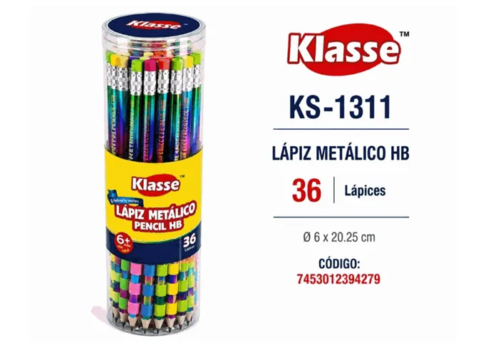 LAPIZ METALICO COLORES NEON X 36 PCS  KLASSE