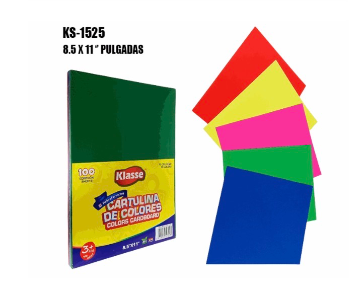 CARTULNA DE COLORES 8.5X11X 100PCS 10 COLORES   KLASSE