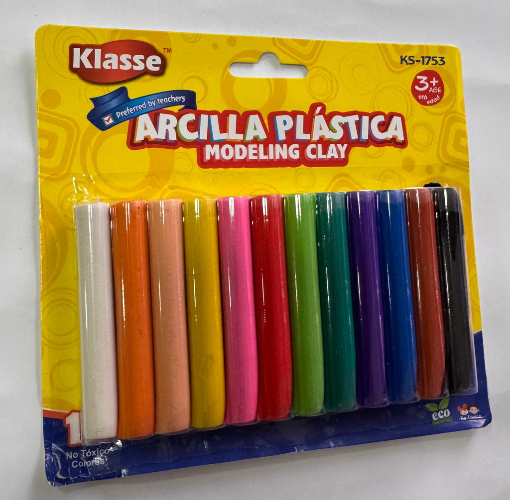 [KS-1753] PLASTILINA  ESCOLAR X 12 PZS  KLASSE