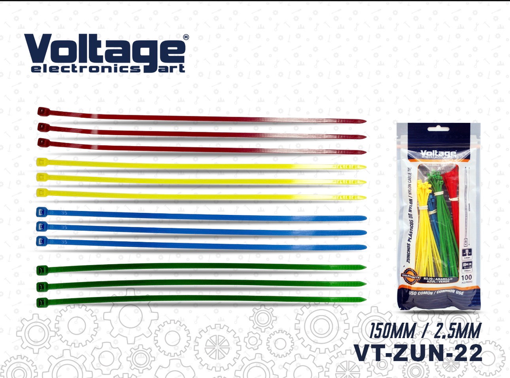 TIRRAP 2.5X150 ROJO AMARILLO AZUL VERDE 100PCS/SET
