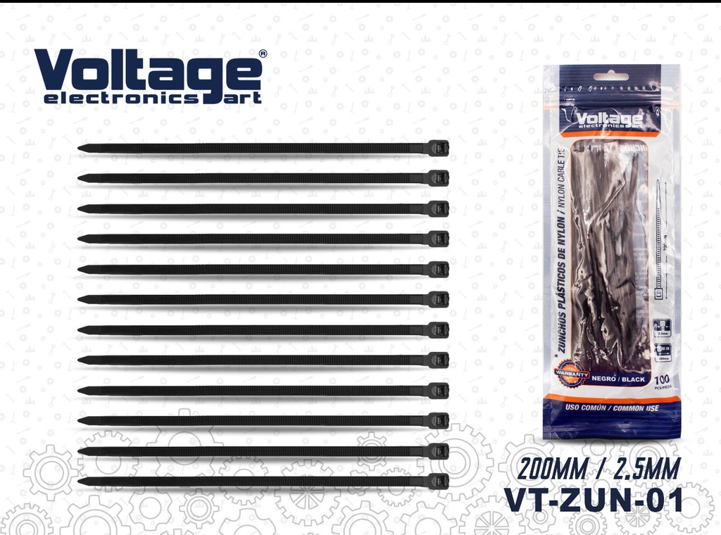 TIRRAP 2.5X200 NEGRO 100PCS/SET