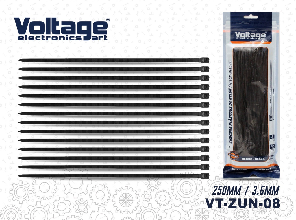 TIRRAP 3.6X250 NEGRO 100PCS/SET