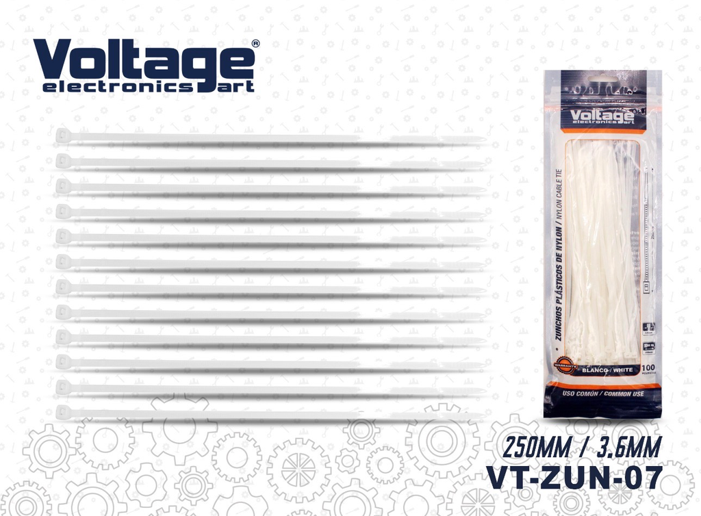 TIRRAP 3.6X250 BLANCO 100PCS/SET